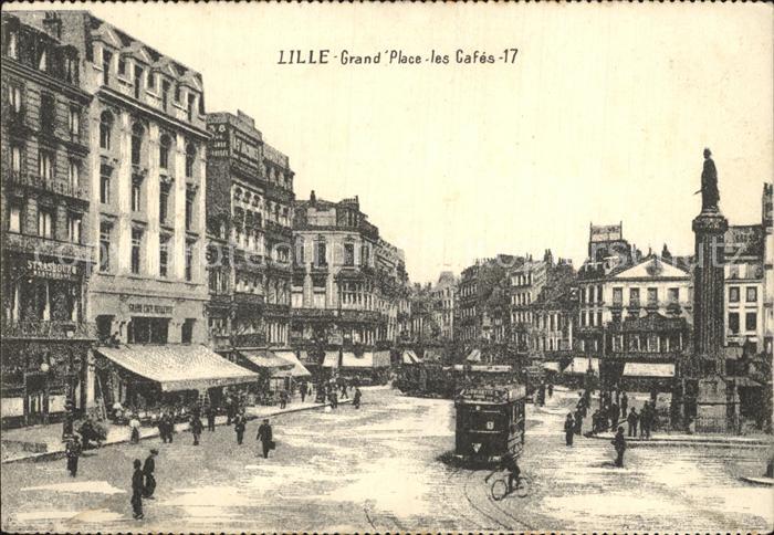 Lille Nord Grand Place des Cafes Tram Monument