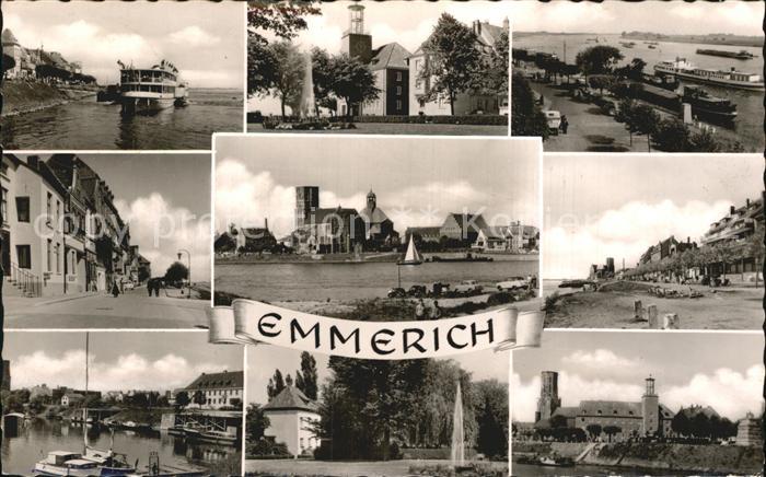 Emmerich Rhein Dampfer Strassenpartie Kirche Park Fontaene Uferpromenade