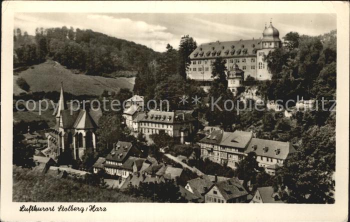 Stolberg Harz Teilansicht Luftkurort mit Schloss