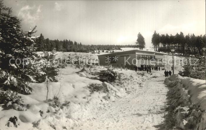 Oberhof Thueringen Schanzenbaude am Grenzadler Winterpanorama