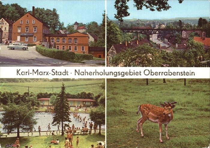 Karl-Marx-Stadt Naherholungsgebiet Oberrabenstein Burg Freibad Dammhirsch im Wil
