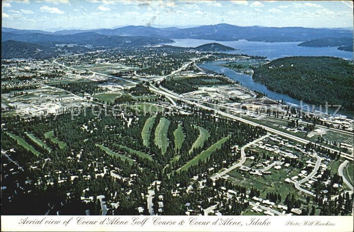 Coeur d Alene Golf Course ariel view City's northwest side Spokane River Lake