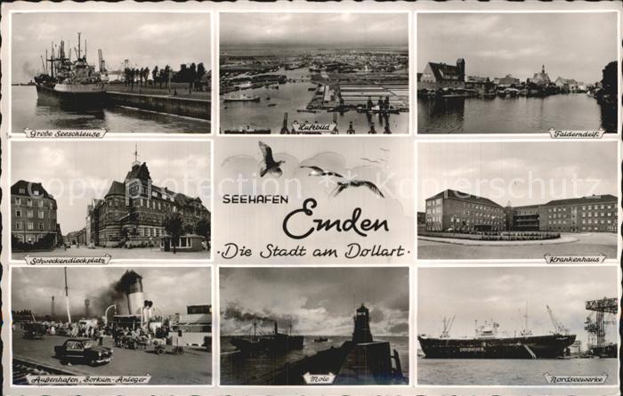 Emden Ostfriesland am Dollart Seehafen Seeschleuse Schweckendieckplatz Hafen Bor
