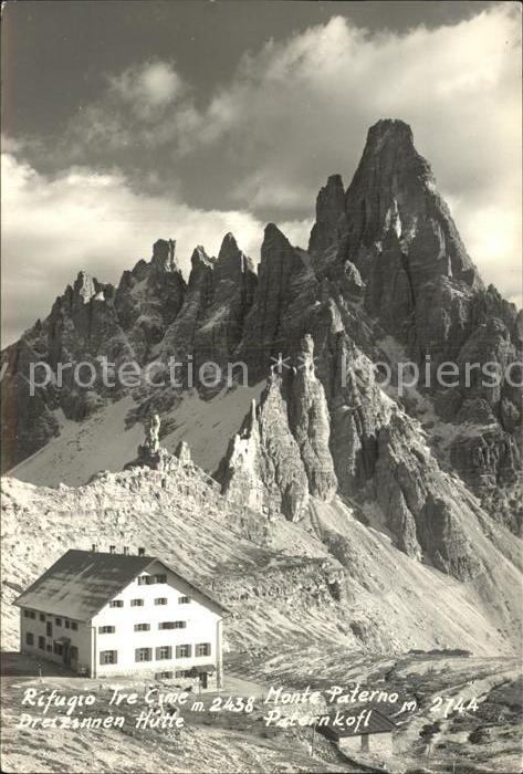 Dreizinnenhuette Rifugio Tre Zine Monte Paterno Paternkofl Dolomiten