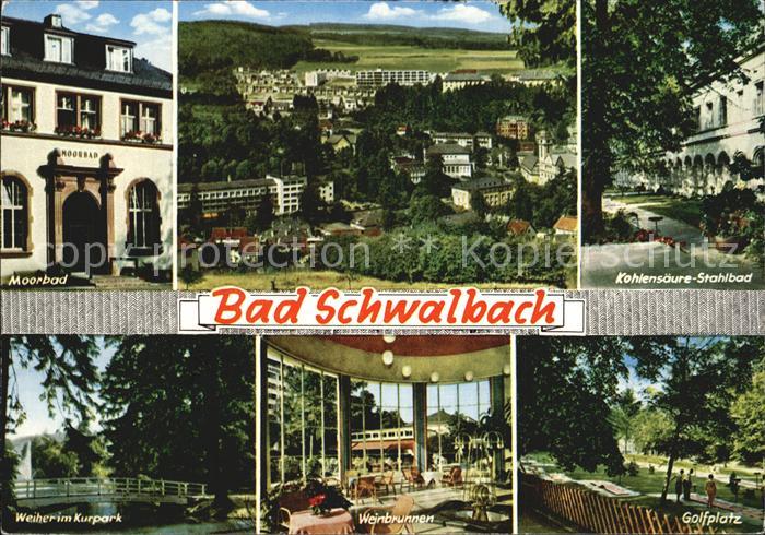 Bad Schwalbach Moorbad Panorama Kohlensaeure Stahlbad Weiher im Kurpark Weinbrun