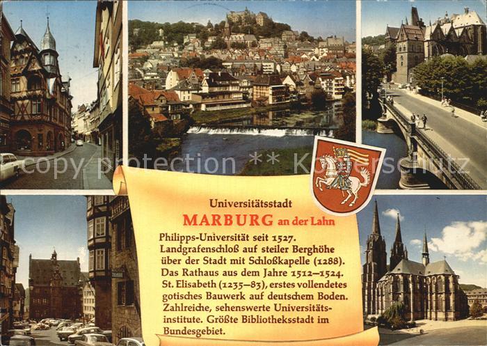 Marburg Lahn Teilansicht Landgrafenschloss Schlosskapelle Rathaus Kirche