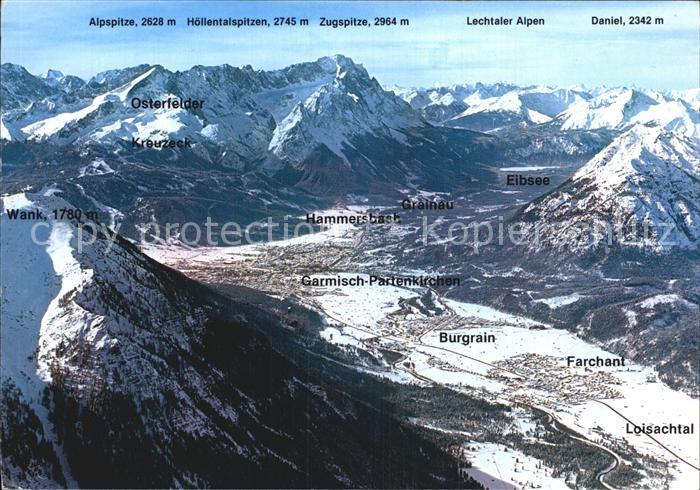 GARMISCH-PARTENKIRCHEN Bayern Loisachtal und Umgebung Panoramakarte