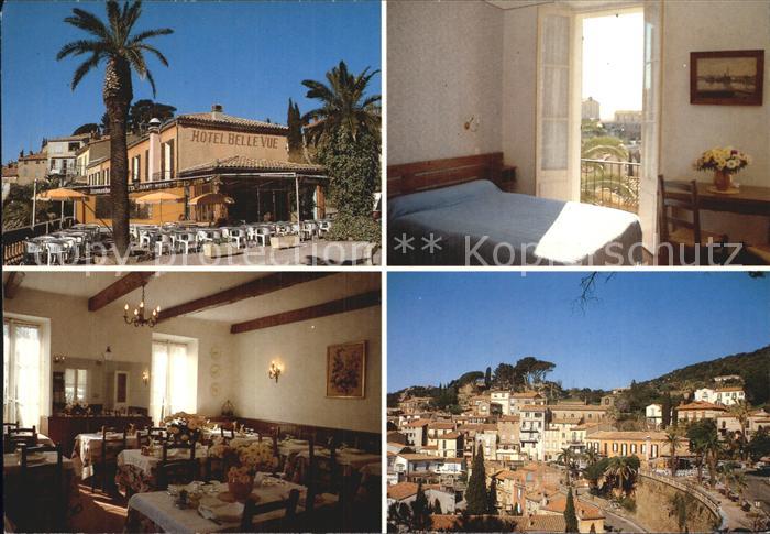 Bormes-les-Mimosas Hotel Restaurant Bellevue Gastraum Zimmer Stadtblick
