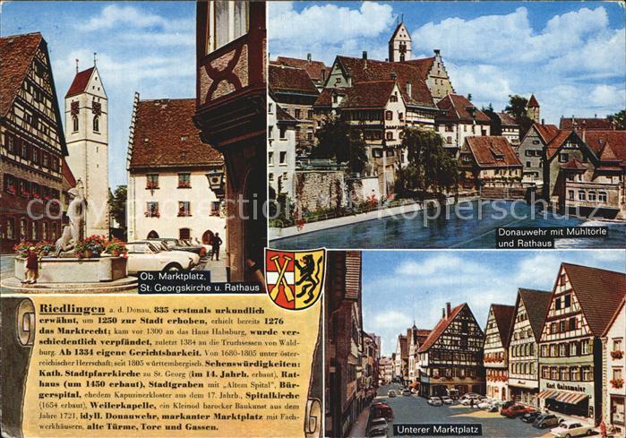 Riedlingen Donau Marktplatz Sankt Georgskirche Donauwehr Rathaus Muehltoerle