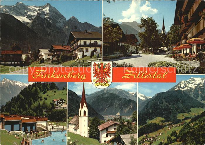 Finkenberg Tirol Zillertal Ortspartien Fliegeraufnahme Freibad