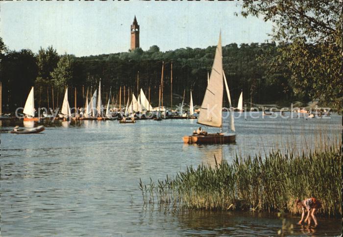 BERLIN  CITY Havel mit Grunewaldturm Segelboote