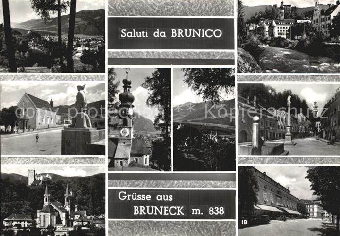 Bruneck Orts und Teilansichten Kirche und Schloss