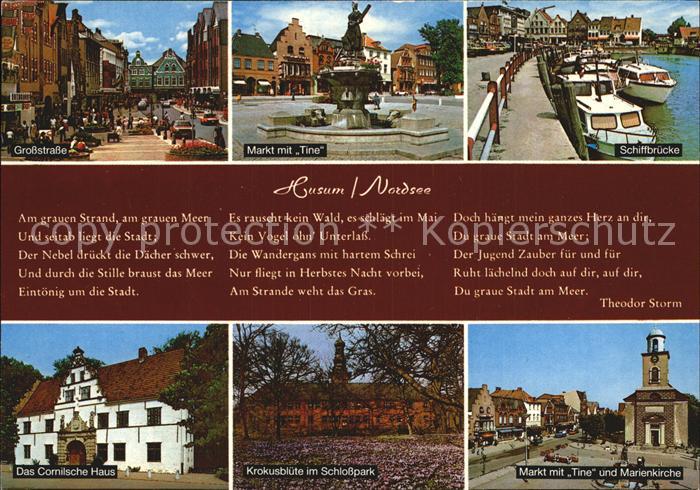Husum Nordfriesland Grosstrasse Markt mit Tine Schiffbruecke Cornisches Haus Sch