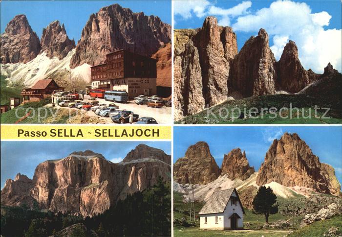 Sellajoch Sella Turm und Sella Gruppe mit Langkofel