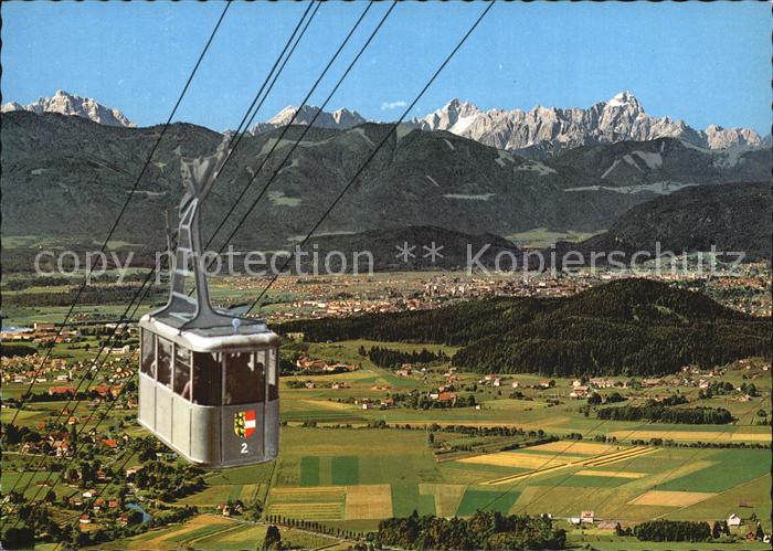 Villach Kaernten Panorama mit Mangart und Kanzelbahn