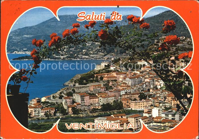 Ventimiglia Liguria Panorama da levante sfondo Mortola e Mentone