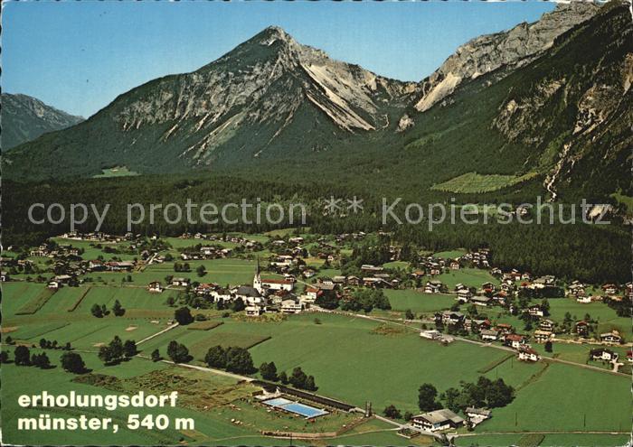 Muenster Tirol mit Rofangebirge Fliegeraufnahme