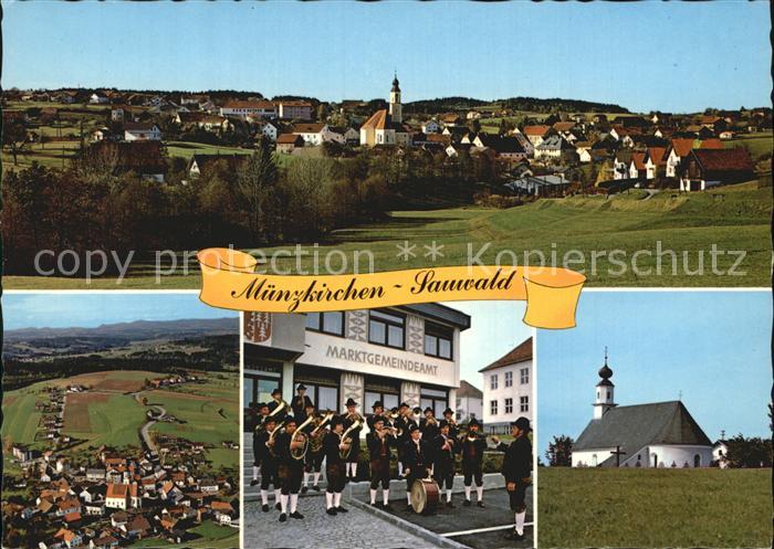 Muenzkirchen im Sauwald Panorama Fliegeraufnahme Blaskapelle Kirche