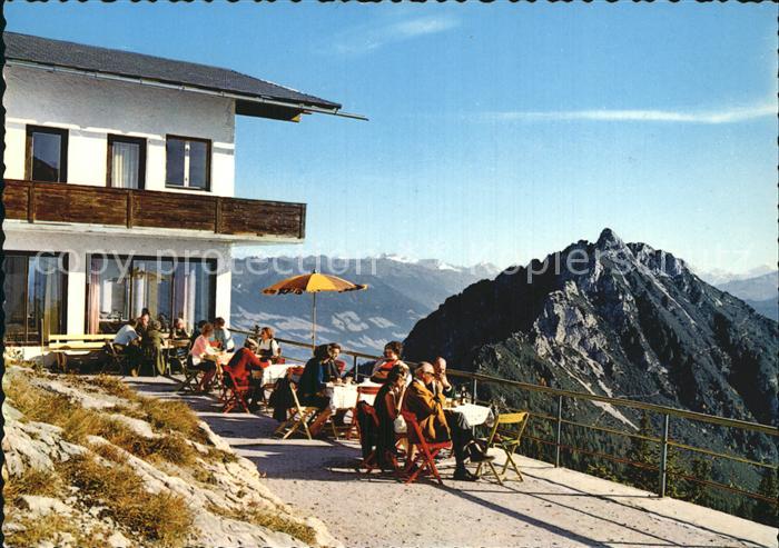 Tirol Region Berggasthof Rofan Terrasse mit Hohen Tauern und Ebnerspitze
