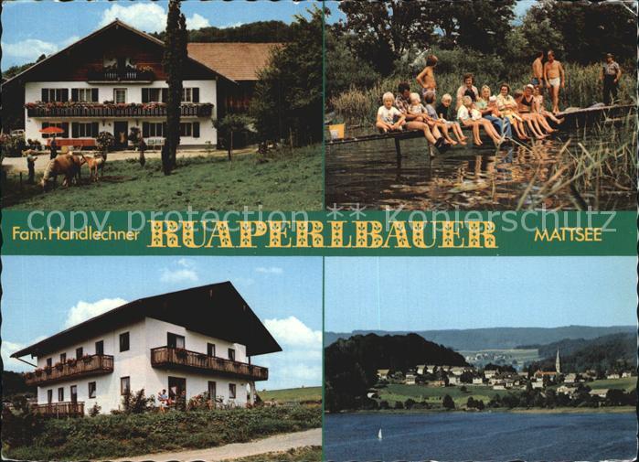 Mattsee Salzburg Ruaperlbauer Badestrand Steg Boot