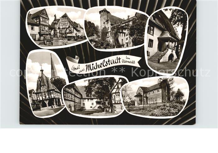 Michelstadt Markt Brunnen Burg Rathaus Kirche Schloss