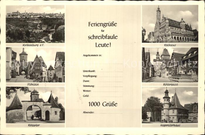 Rothenburg Tauber Roedertor Hegereiterhaus Rathaus