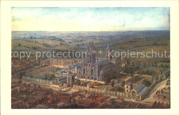 St Edmundsbury The Abbey an artist's impression Abtei Kuenstlerkarte