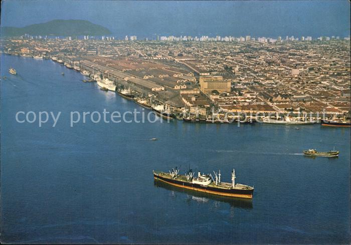 Santos Brazil Quays of the biggest coffee export center aerial view