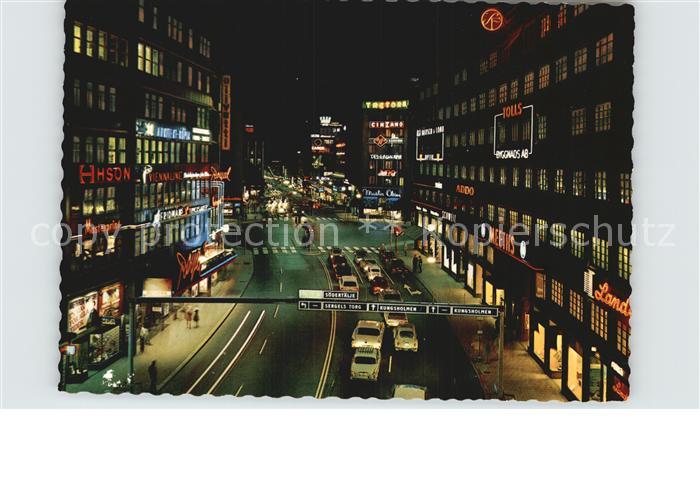 Stockholm Kungsgatan Downtown at night