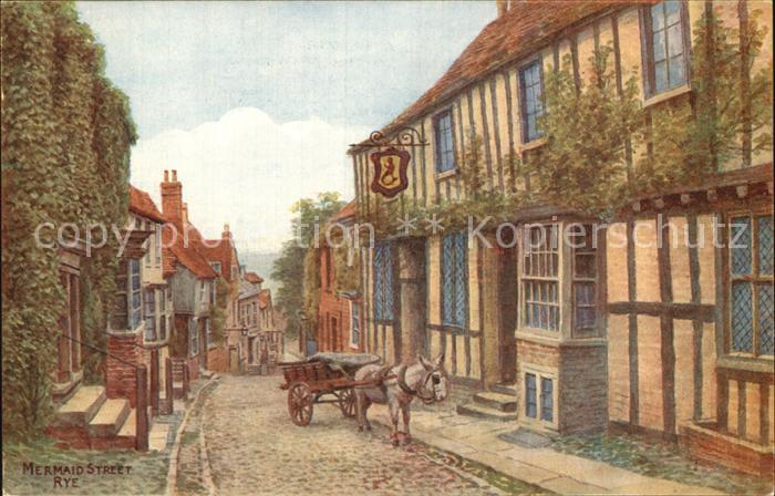 Rye East Sussex Mermaid Street Kuenstlerkarte