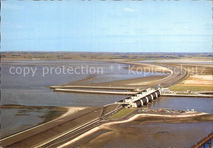 Eidersperrwerk Fliegeraufnahme mit Abschlussdamm Hundeknoell Vollerwiek