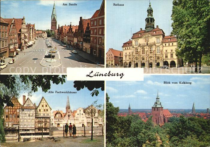 Lueneburg Am Sande Rathaus Blick vom Kalkberg Fachwerkhaeuser