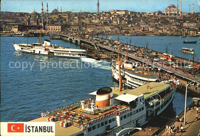 Istanbul Constantinopel Galata-Bridge Neue-Moschee uns Sueleymaniye
