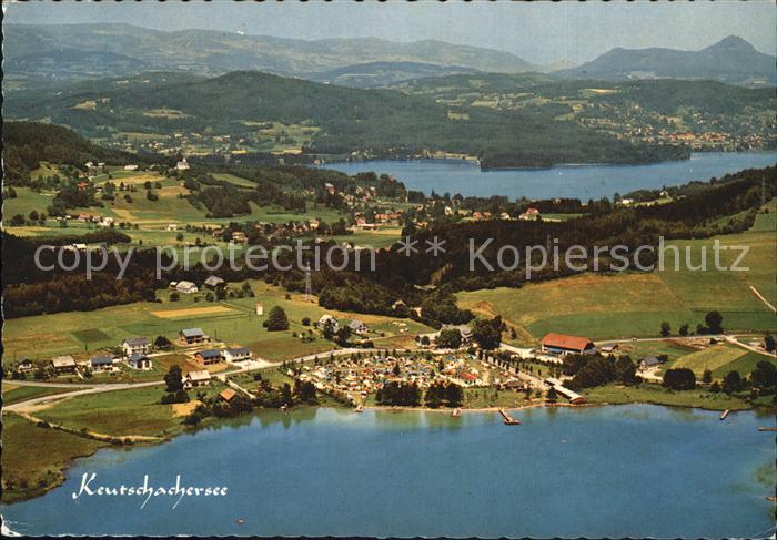 Woerthersee Fliegeraufnahme mit Keutschachersee Camping Brueckler