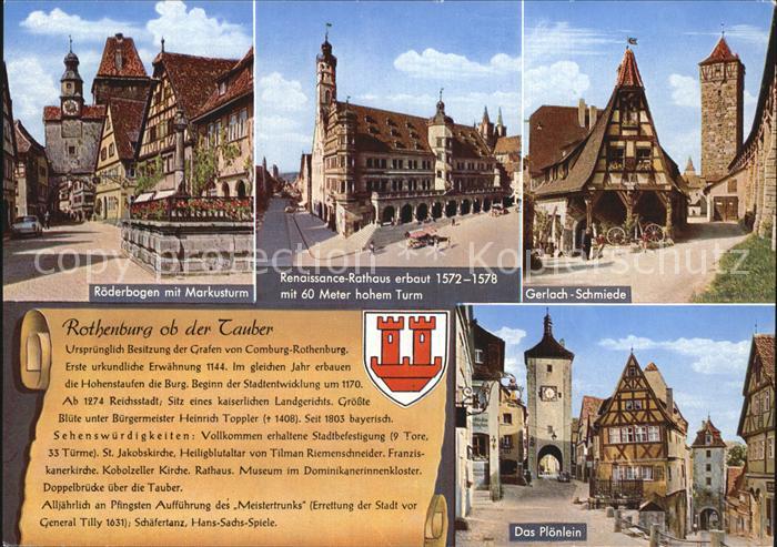 Rothenburg Tauber Gerlach Schmiede Restaurant Raegerbogen Markusturm Ploenlein