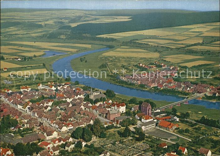 Beverungen Fliegeraufnahme Weserpartie