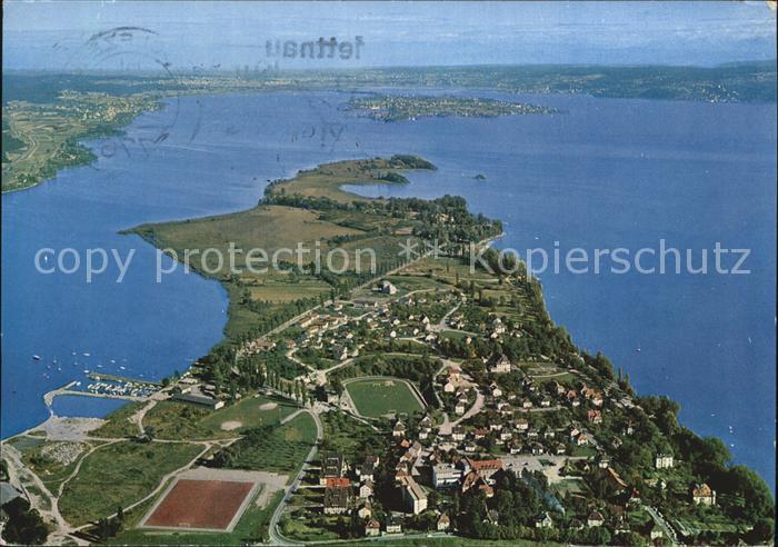Radolfzell Bodensee Fliegeraufnahme mit Halbinsel Mettnau