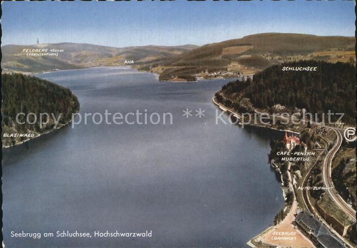 Seebrugg Fliegeraufnahme mit Schluchsee Cafe Pension Hubertus