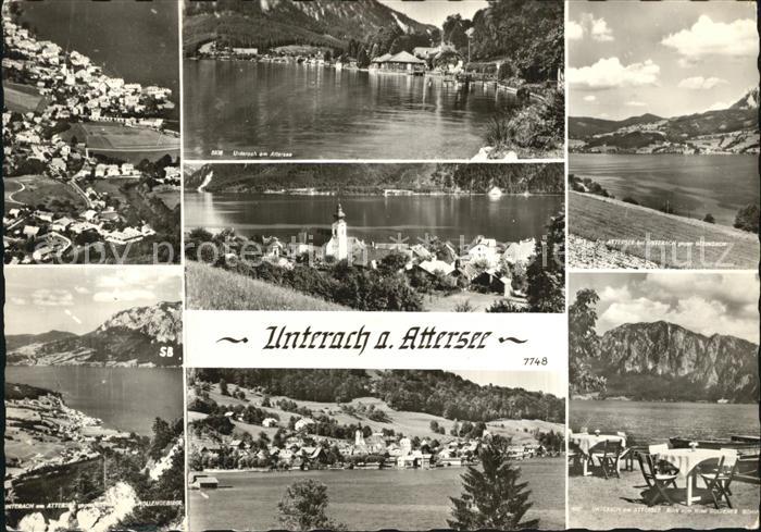 Unterach Attersee Blick auf Steinbach Terrasse Hotel Goldenes Schiff Hoellengebi