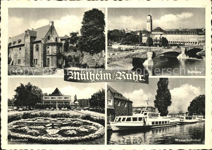 Muelheim Ruhr Rathaus Schloss Wasserbahnhof Blumenuhr