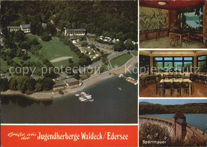 Waldeck Edersee Fliegeraufnahme Jugendherberge Sperrmauer