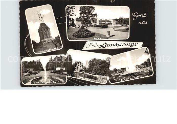 Bad Lippspringe Kurhaus Hermannsdenkmal Fontaene mit Kurhaus