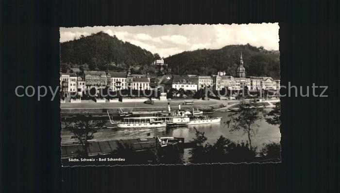 Bad Schandau Teilansicht mit Dampfer Pirna