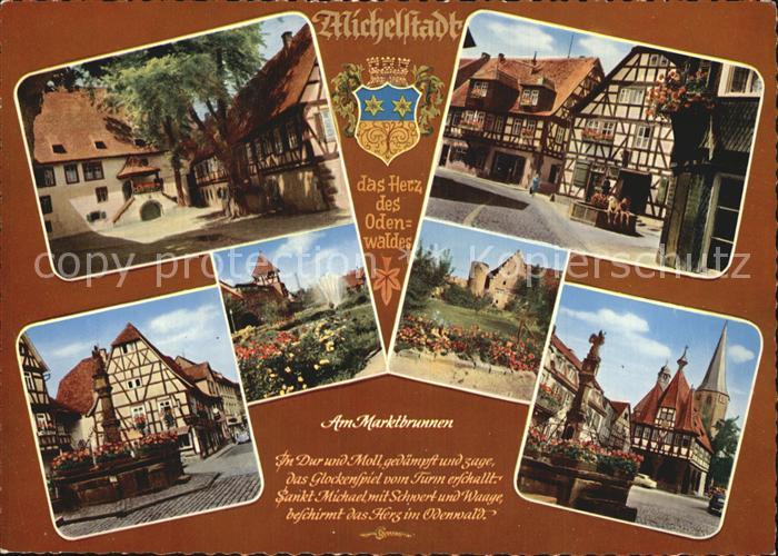 Michelstadt Am Marktbrunnen Kellerhof Schwiegermutter Brunnen Stadtgarten Malerw