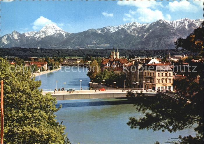 Villach Kaernten Draubruecke mit Mittagskogel