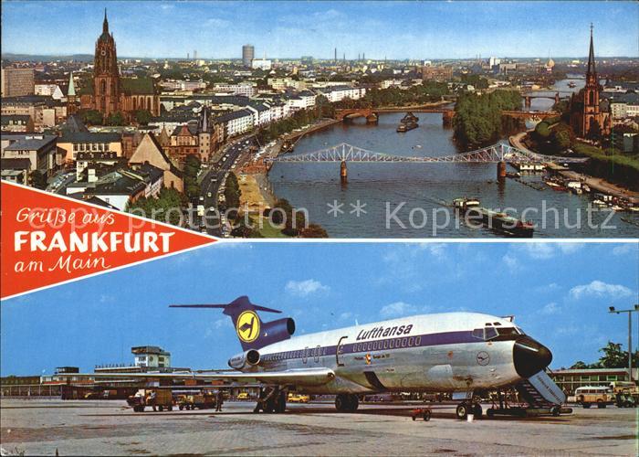 Frankfurt Main Mainufer Dom Eiserner Steg Flughafen