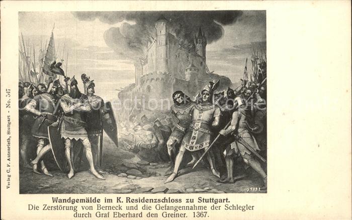 STUTTGART  CITY Residenzschloss Wandgemaelde Zerstoerung von Berneck Gefangennah