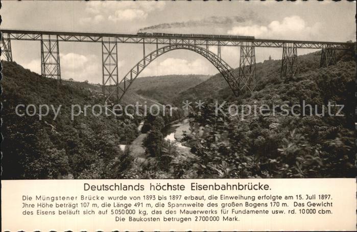 Bruecken Bridges Ponts Muengsten Eisenbahnbruecke
