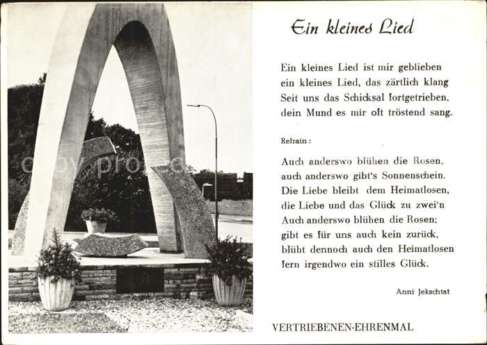 Liederkarte Ein kleines Lied Anni Jekschtat Vetriebenen-Ehrenmal