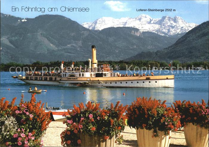 Dampfer Seitenrad Ludwig Fessler Chiemsee Loferer-Steinberge